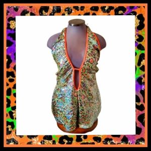 SEXY ☆ NEON SHIMMER ☆ HALTER ROMPER PLAYSUIT ☆ 5X